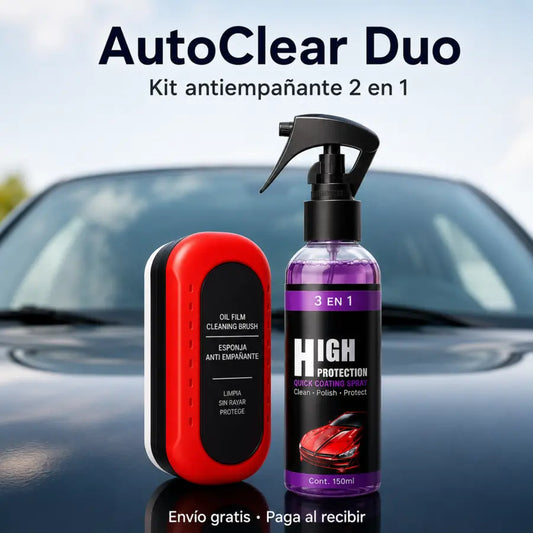 AutoClear Duo: Kit antiempañante y limpiador 3 en 1 para auto
