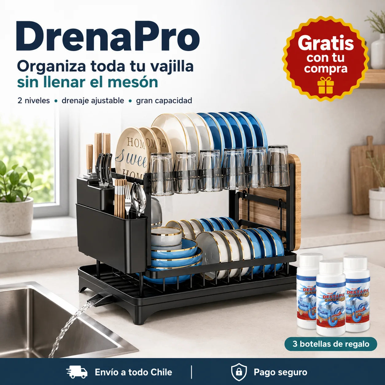 DrenaPro / Recupera espacio y mantén tu mesón seco.