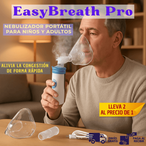 EasyBreath Pro Nebulizador Portátil Para Niños y Adultos - Alivia la Congestión de Forma Rápida